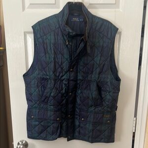 Polo by Ralph Lauren Blue Quilted Vest with Stand-Up Collar